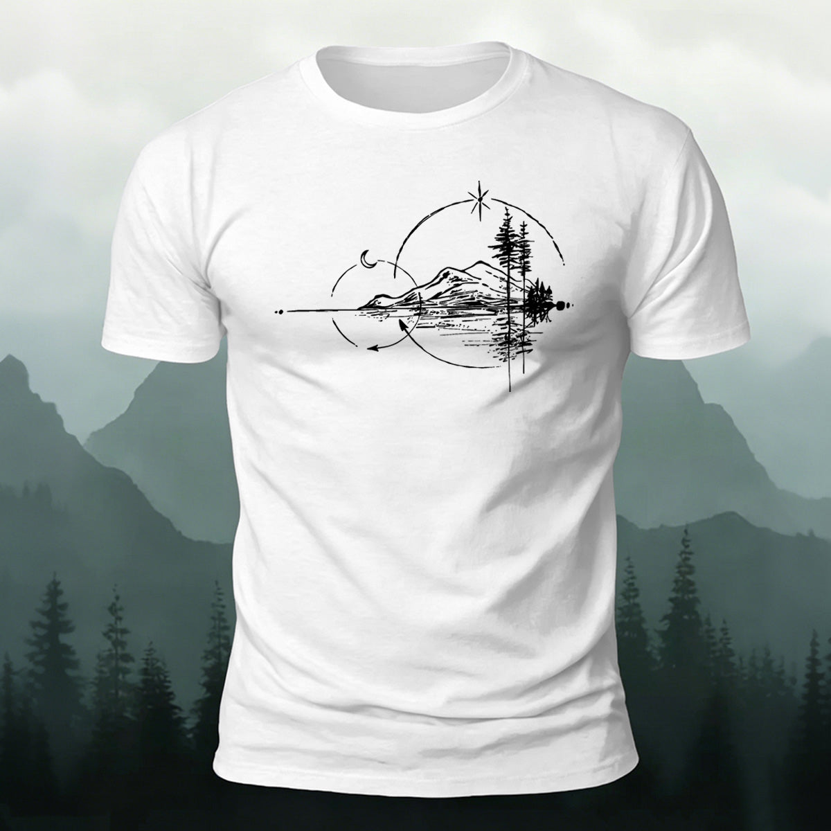 Line Scenery Pattern Design Casual T-shirt