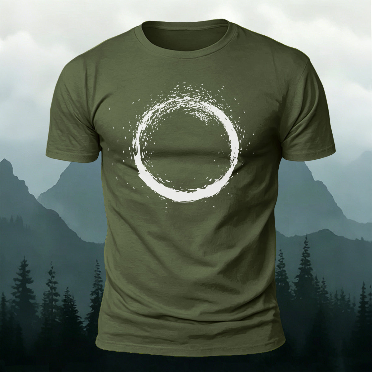 Artistic Zen-Inspired Print Casual Cotton T-Shirt