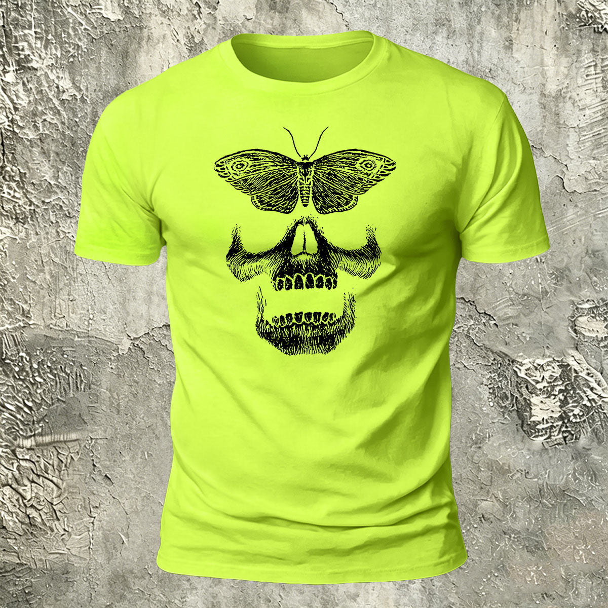 Vintage Butterfly Skull Print Casual Cotton T-Shirt