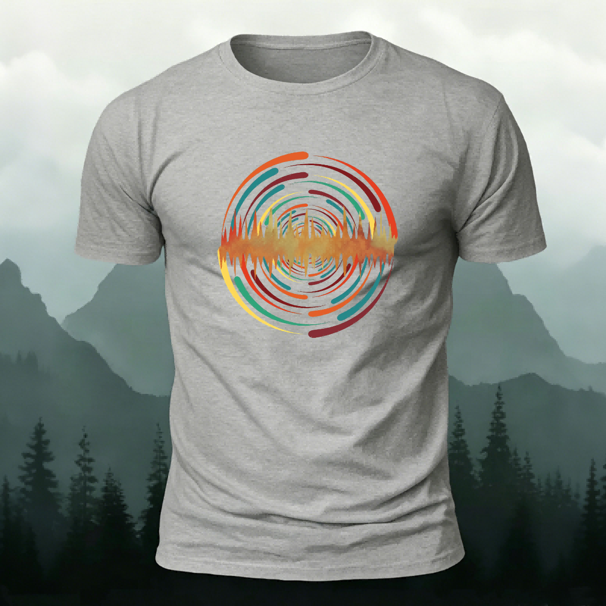 Colorful Pattern Artistic Casual Premium Cotton T-Shirt Grey