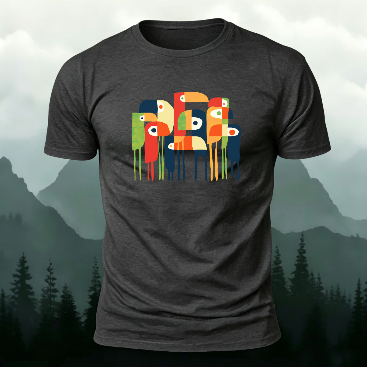 Abstract Bird Artistic Casual Premium Cotton T-Shirt