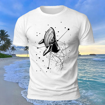 Whale Geometric Print 100% Cotton Soft-Touch T-Shirt