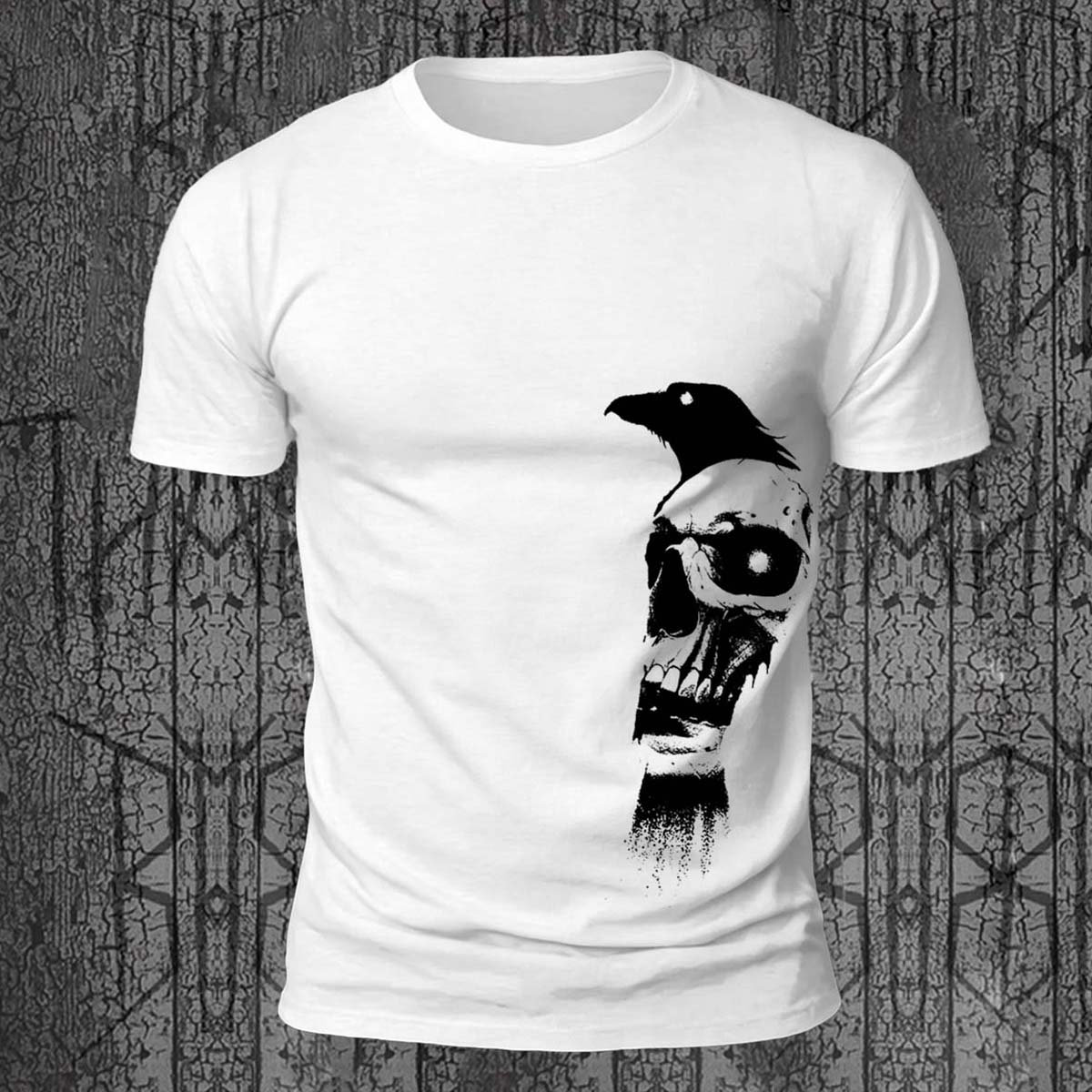 Vintage Skull Bird Print Casual Skin-Friendly T-Shirt