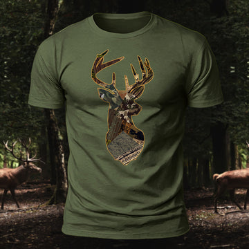 Premium Cotton Camo Reindeer Printed T-Shirt