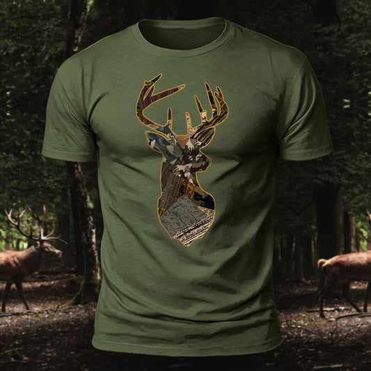 Premium Cotton Camo Reindeer Printed T-Shirt