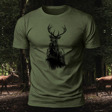 DTG Premium Cotton Reindeer Silhouette Printed T-Shirt