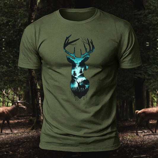 Premium Cotton Reindeer Forest Printed T-Shirt