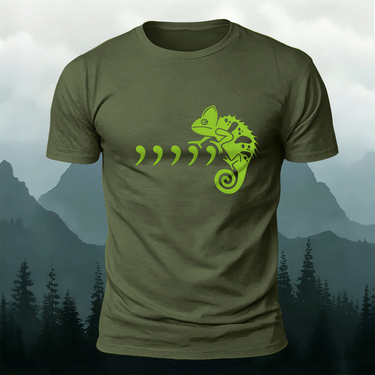 Comma Seahorse Cartoon Print Outdoor Casual Cotton T-Shirt