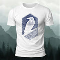 Bird Pattern Mountain-Style Comfortable Casual T-Shirt White