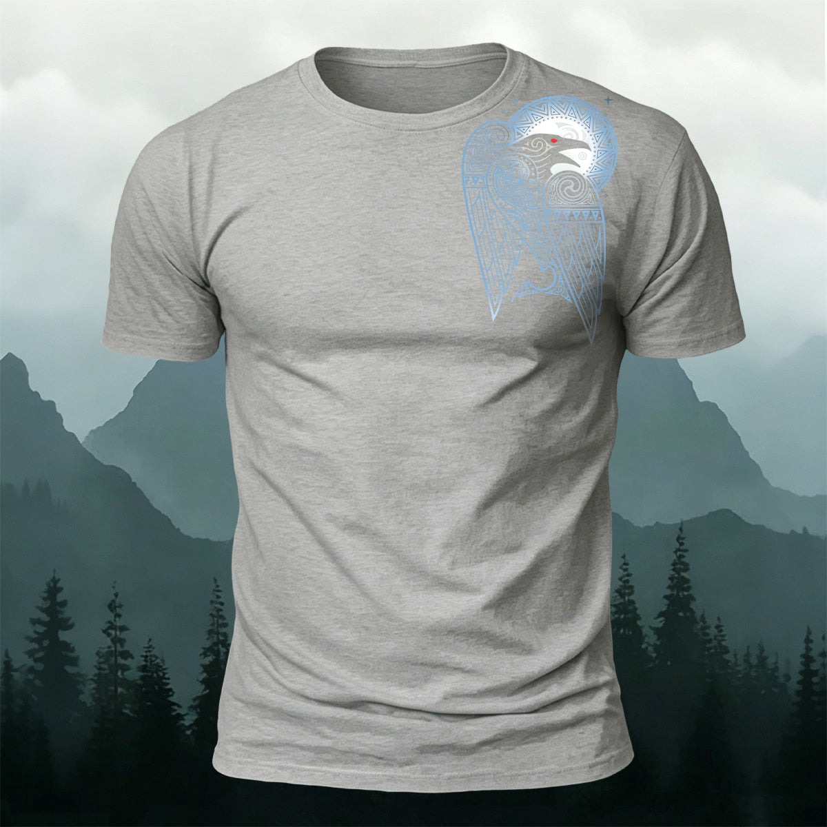 Raven Totem Print Soft-Touch Cotton T-Shirt