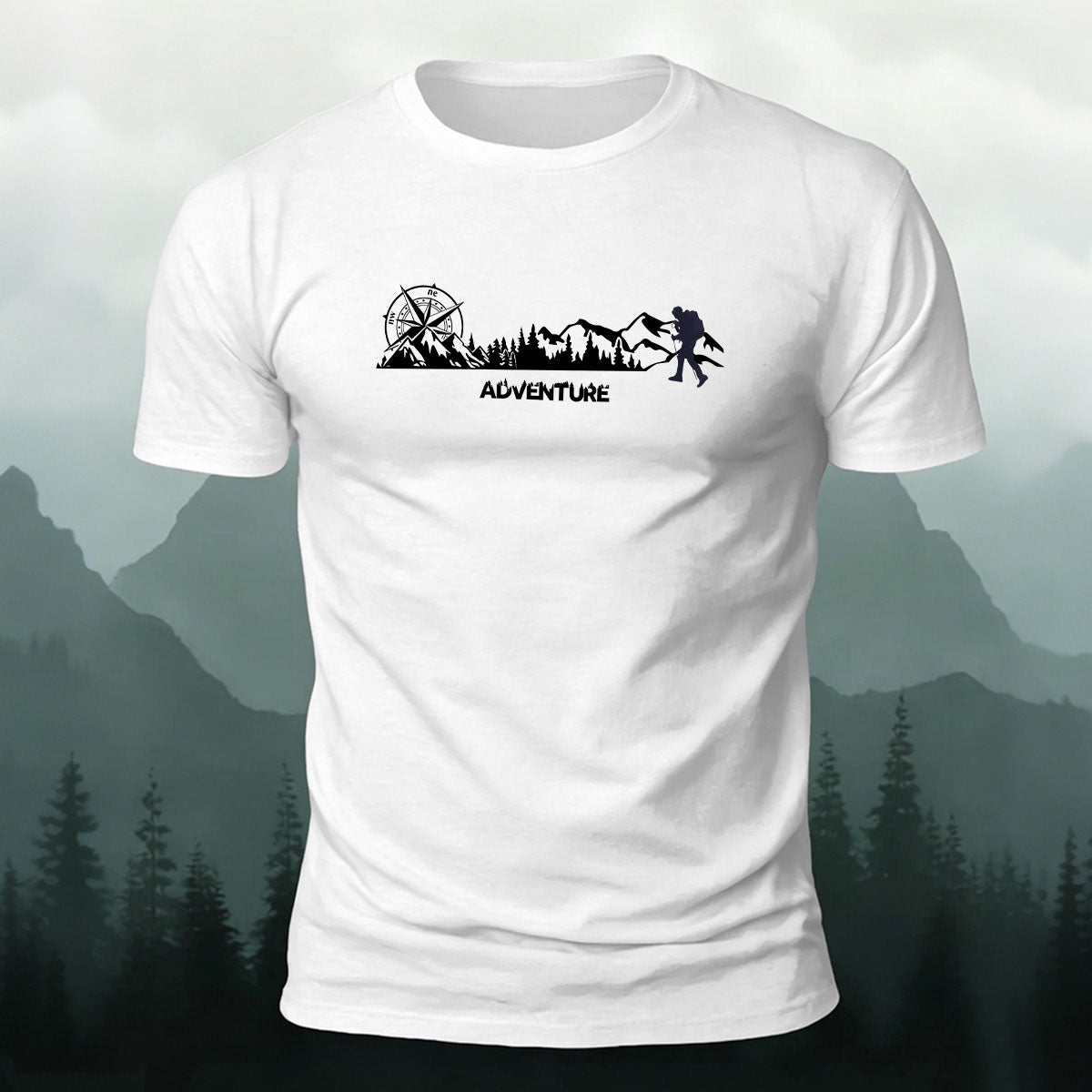 Snow Mountain Climbing Adventure Printed Casual Cotton T-Shirt