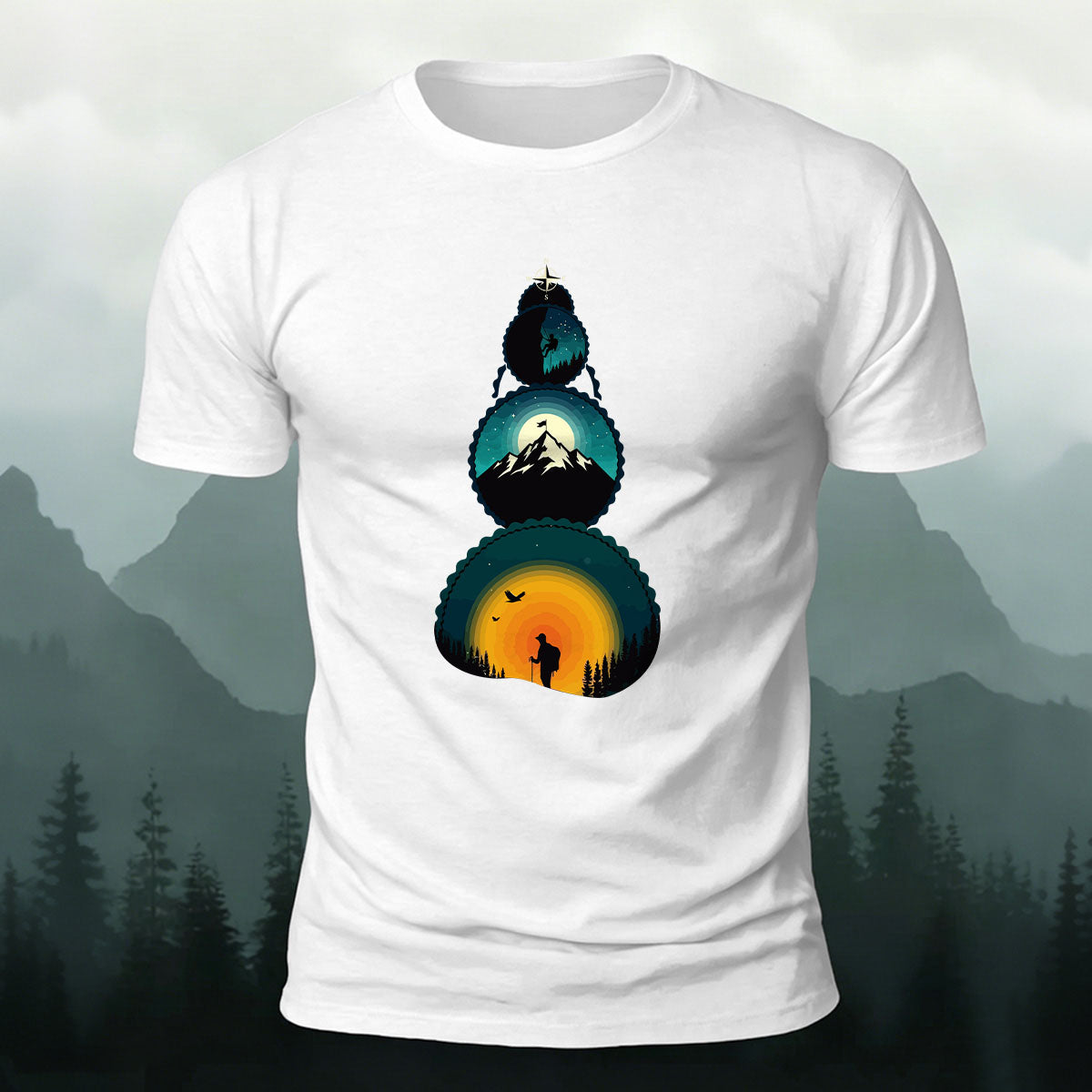 Art of the Snow-Capped Peaks Printed Casual Cotton Tee