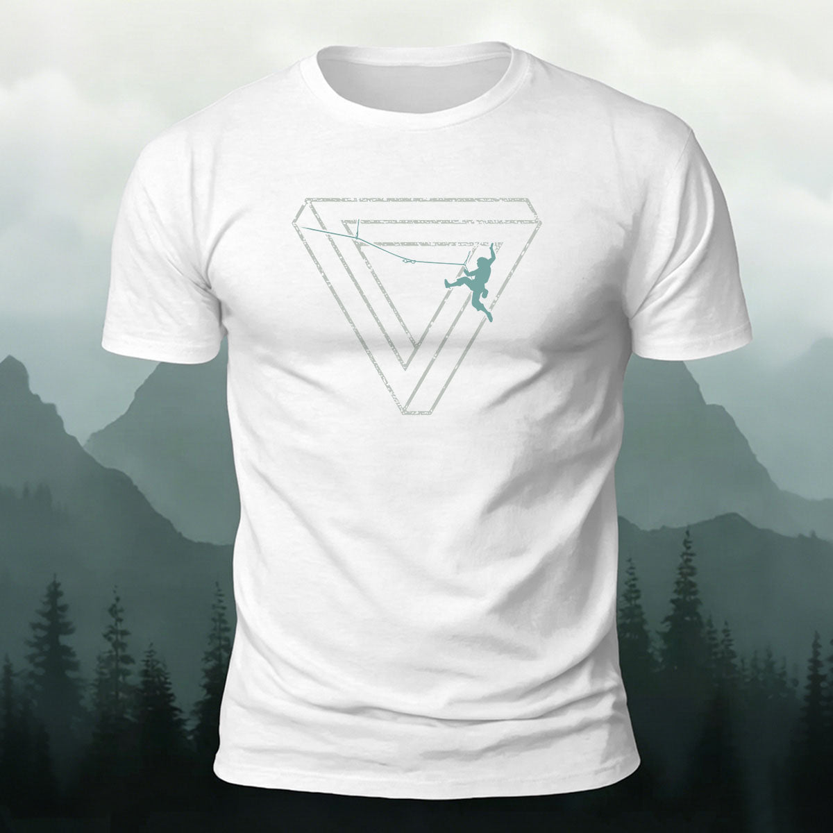 Hiking-Inspired Geometric Print Cotton T-Shirt