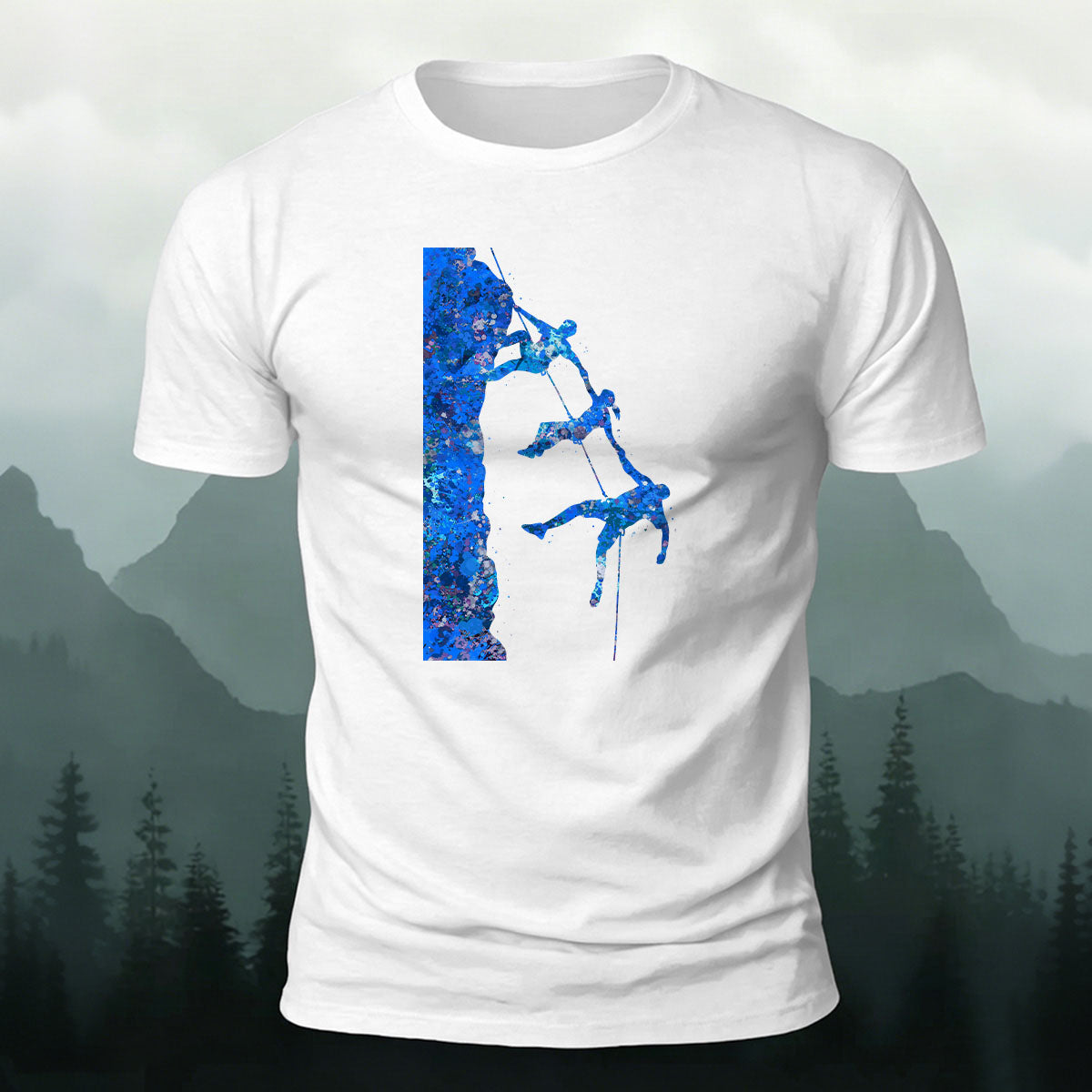 Adventure and Hiking Blue Printed Cotton T-Shirt