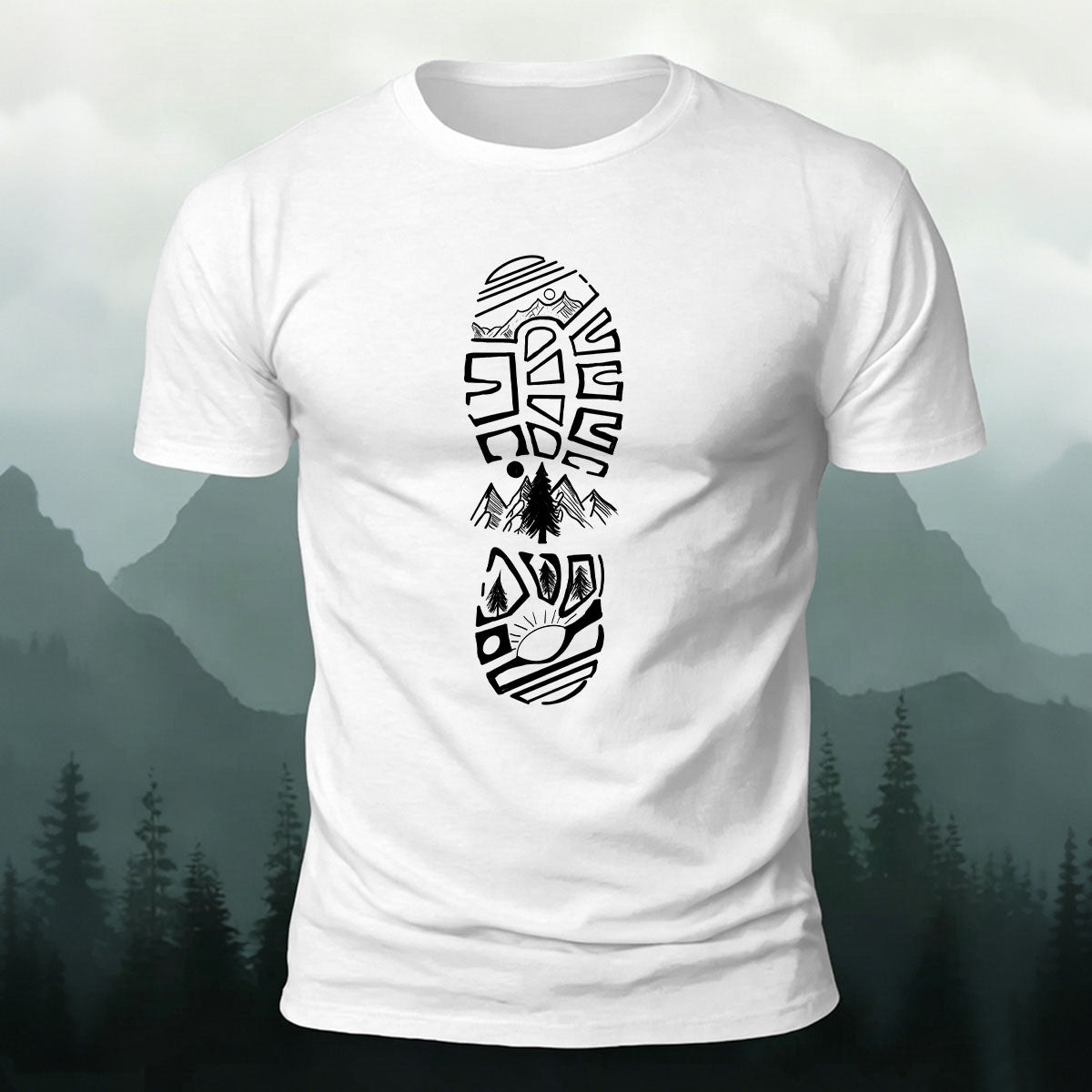Adventure Snow Footprints Casual Cotton T-Shirt