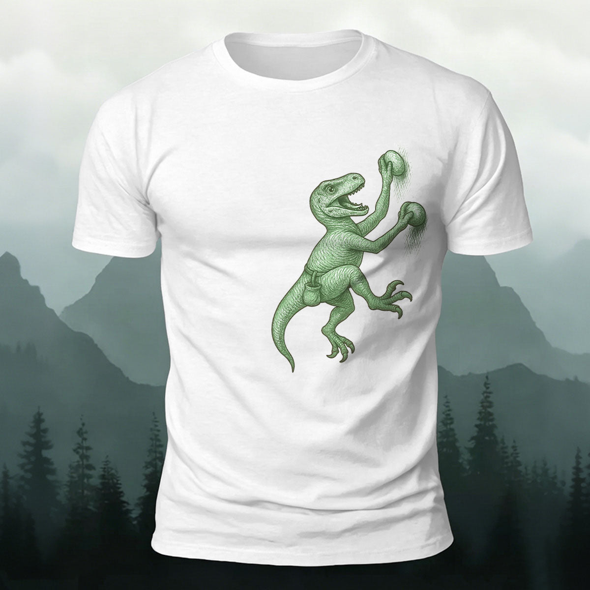 Dinosaur Climbing Fun Print Outdoor Breathable T-Shirt