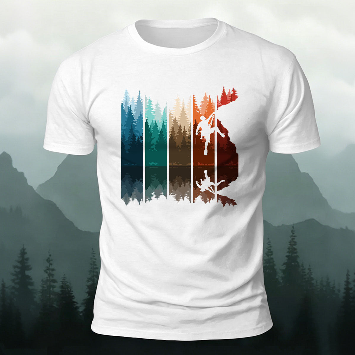 Colorful Adventure Mountain Print Outdoor Cotton T-Shirt