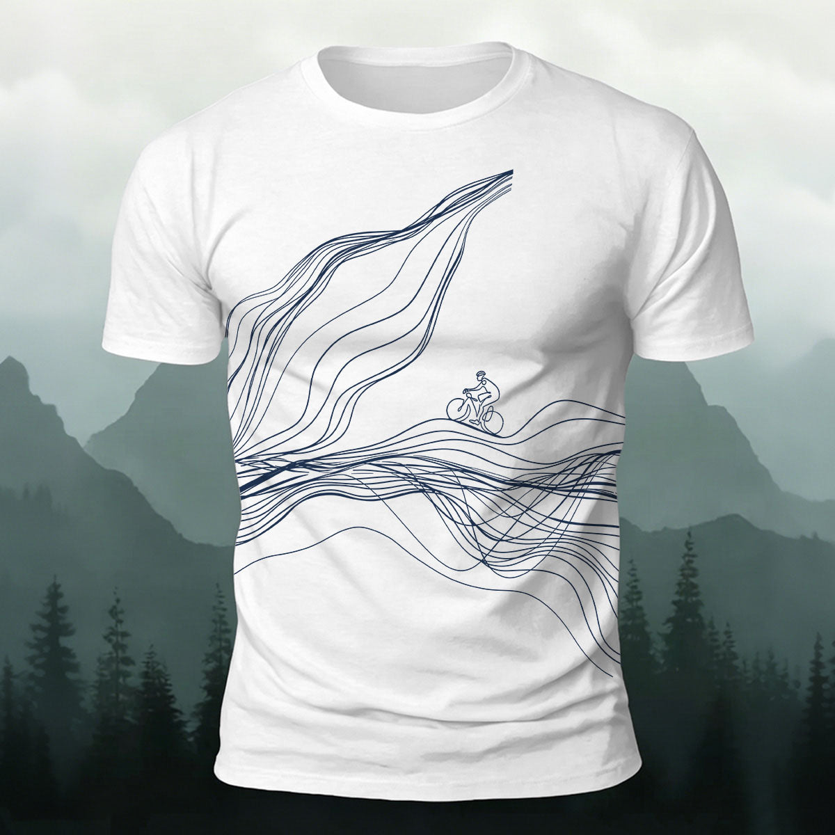 Sublimation  Line Art Cycling Graphic Casual Tee