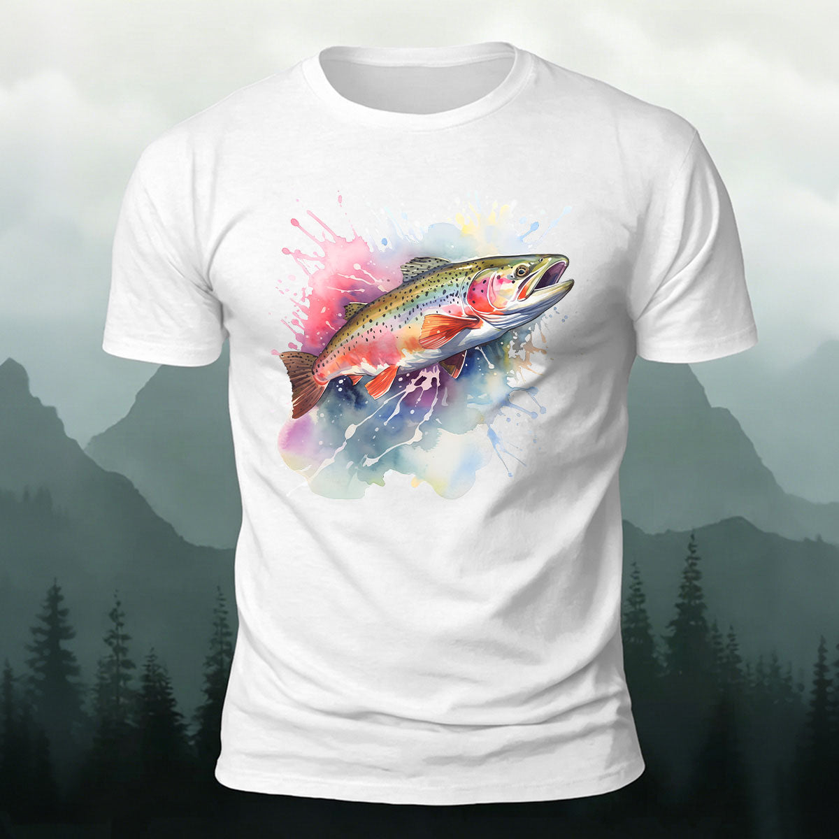 Minimalist Trout Graphic Outdoor 100% Cotton T-Shirt
