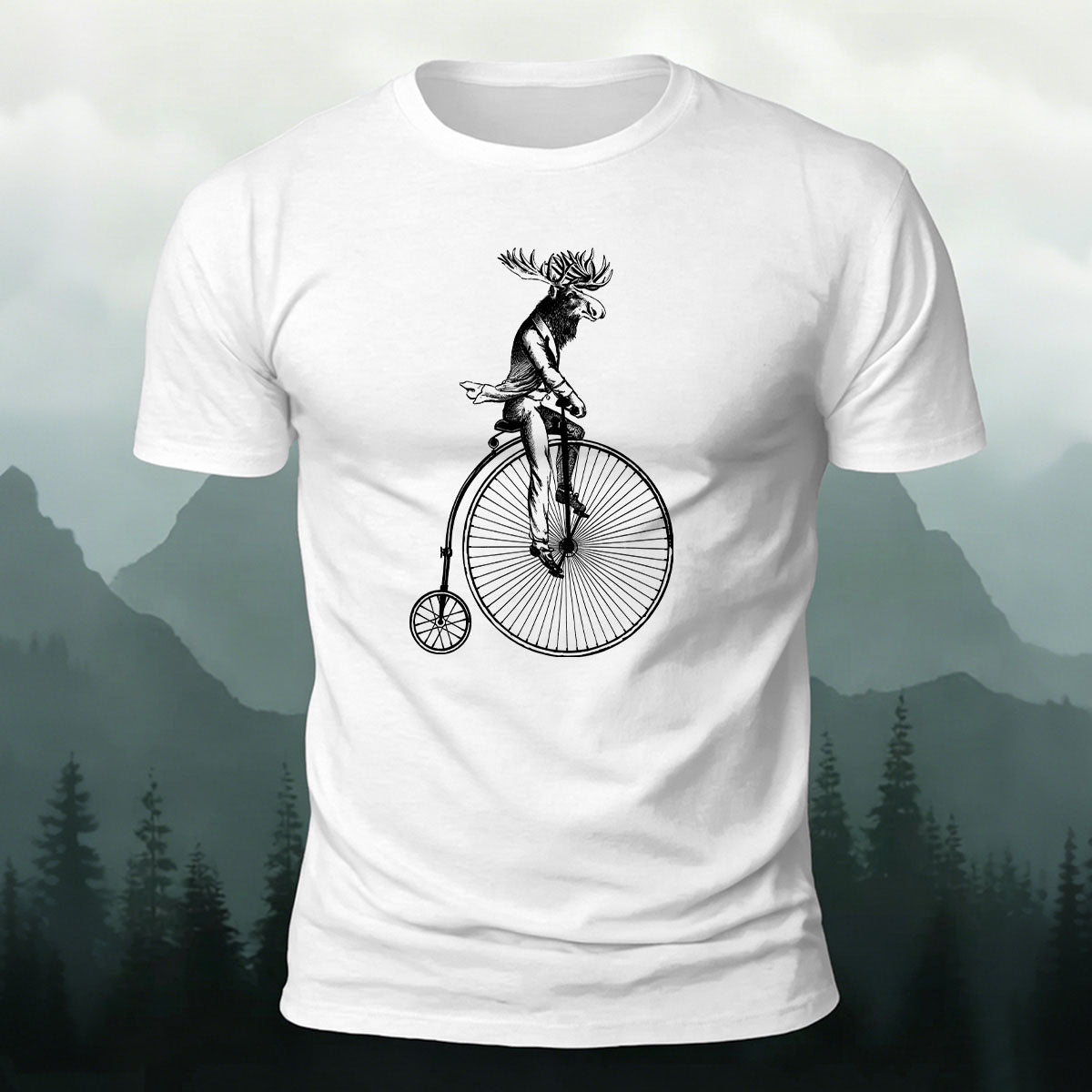 Divine Deer Acrobatic Cycling Print Casual Cotton T-Shirt