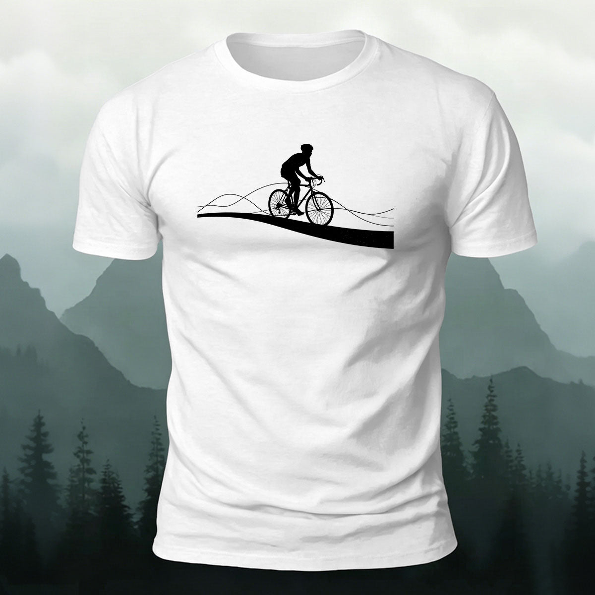 Road Cycling Art Print Comfortable Cotton T-Shirt