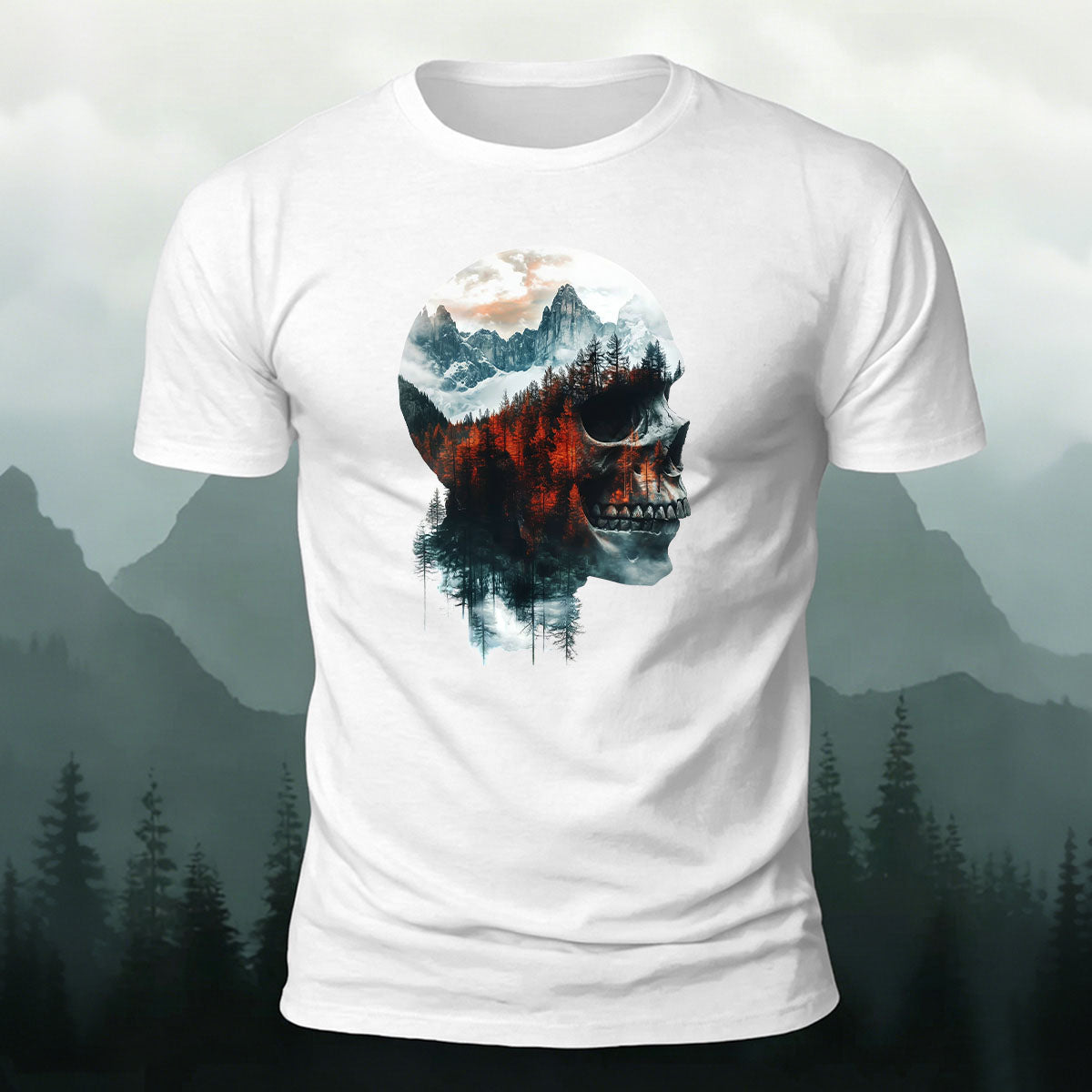 Skull Art Landscape Print Unisex Cotton T-Shirt