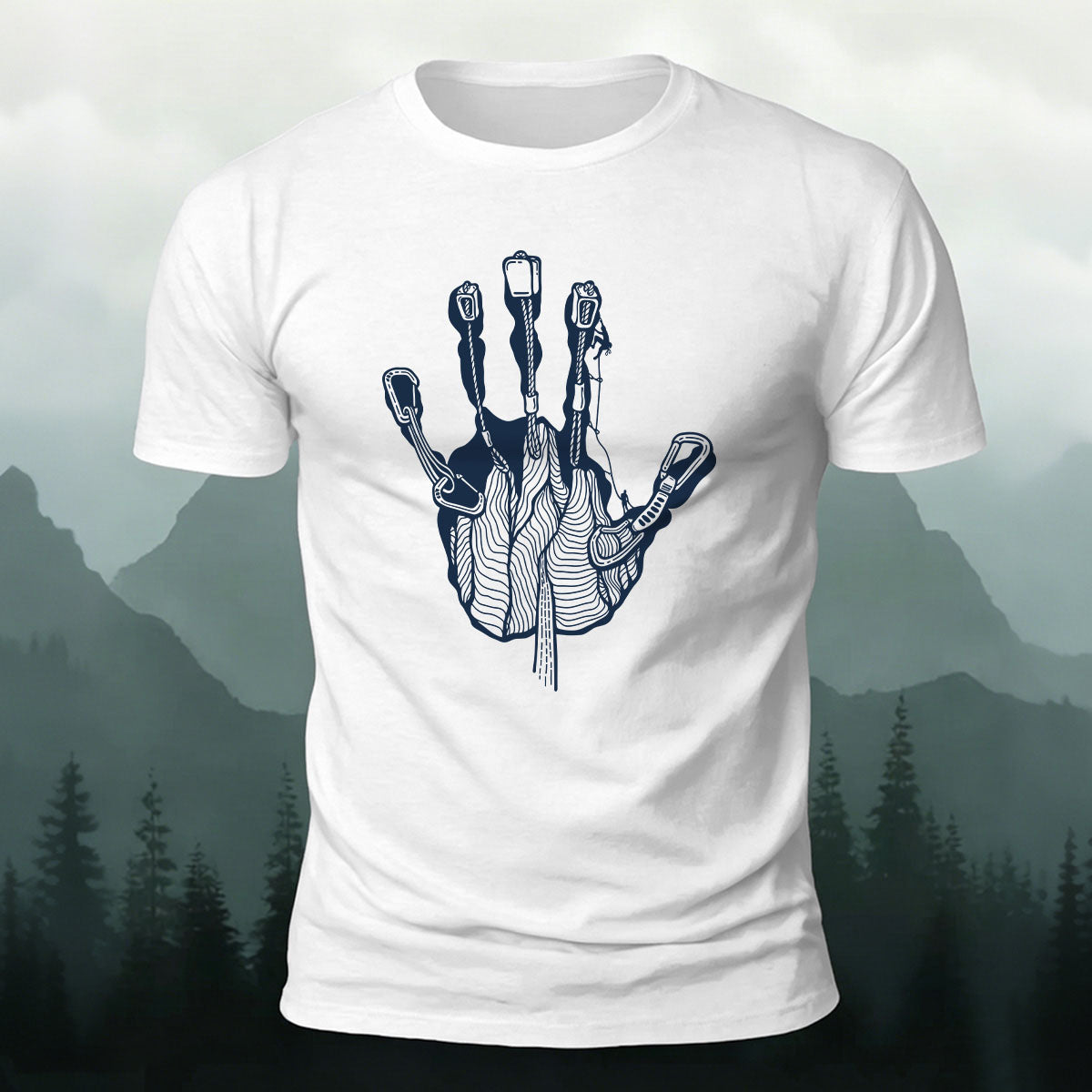 Rock Climbing Handprint Casual 100% Cotton T-Shirt