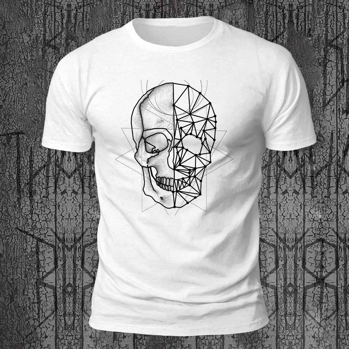 Line Skeleton Graphic Casual 100% Cotton T-Shirt