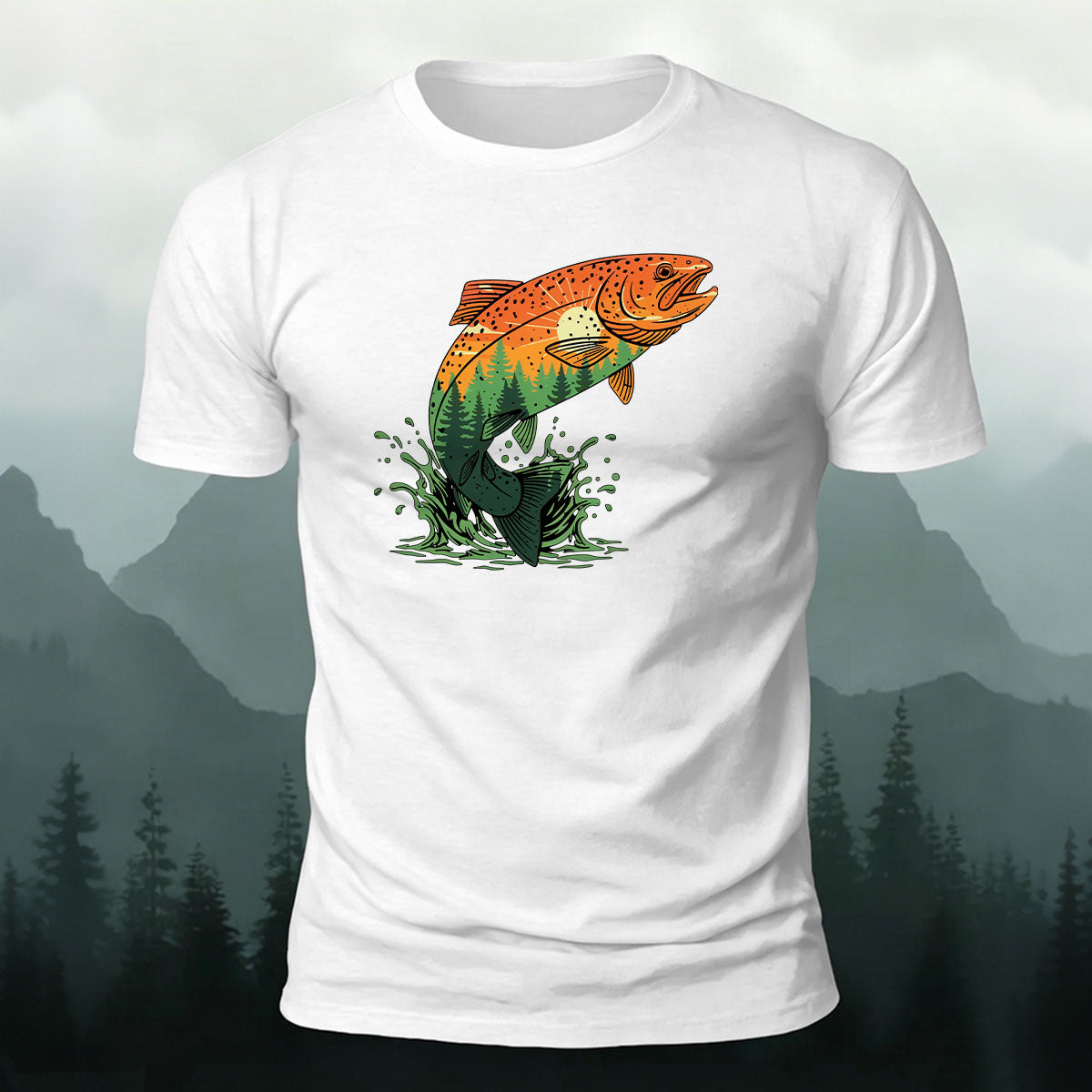 Trout Natural Print Casual Skin-Friendly T-Shirt