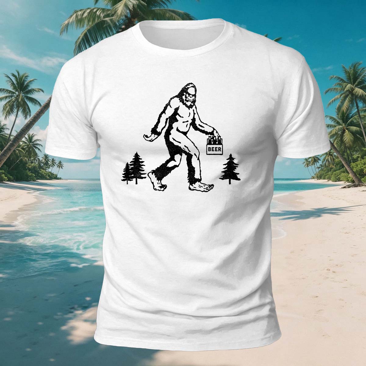 Gorilla Carrying Beer Print Casual Breathable Cotton T-Shirt