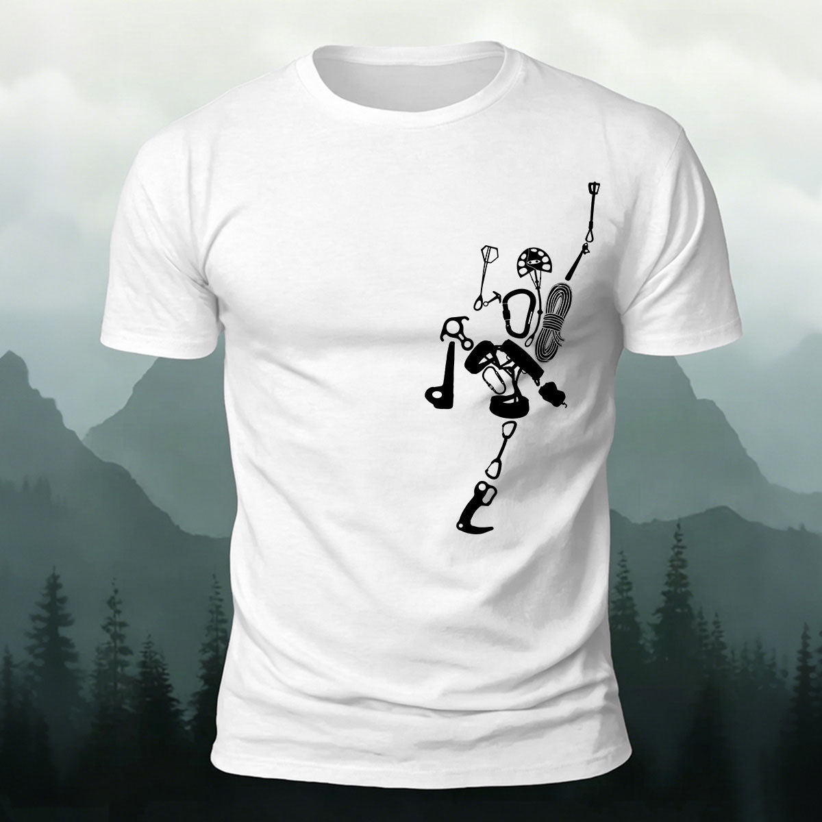 Fun Rock Climbing Print Casual Cotton T-Shirt
