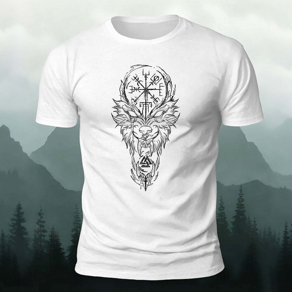 Vintage Tribal Sketch Totem Casual Cotton T-Shirt