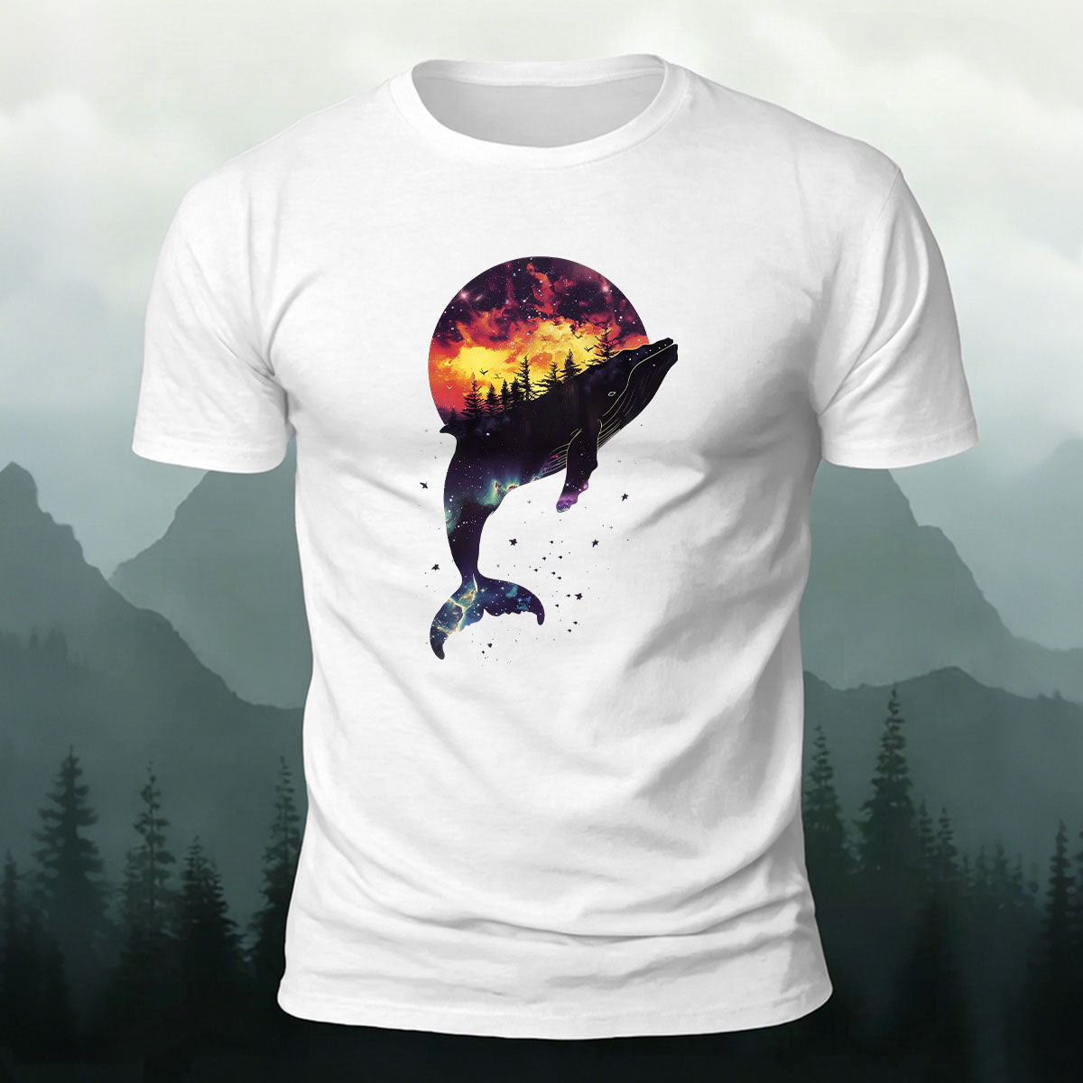 Whale Outdoor Scenic Print Casual Breathable T-Shirt