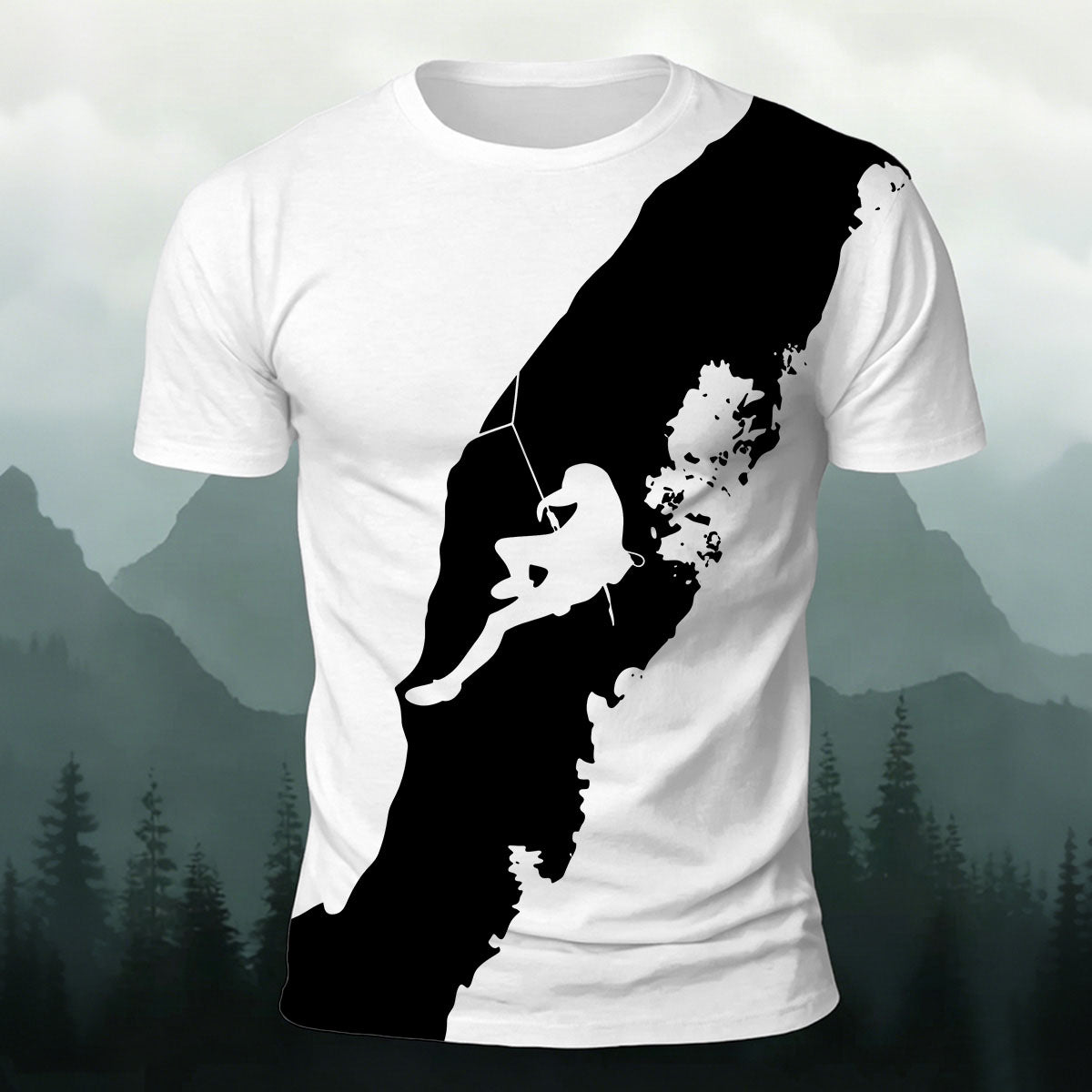 Climbing Enthusiast Print Natural Casual T-Shirt