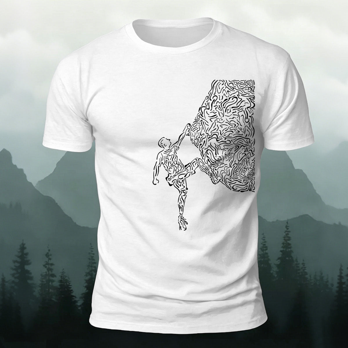 Rock Climbing Artwork Print Casual Cotton T-Shirt