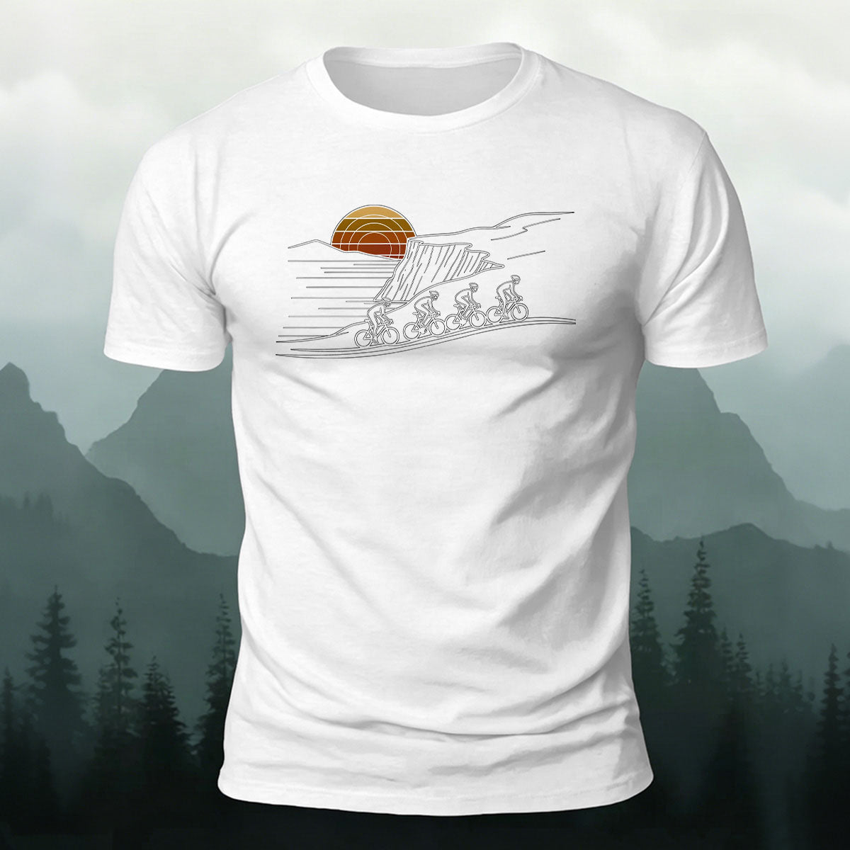 Premium Cotton Mountain Biking Illustration Casual Tee