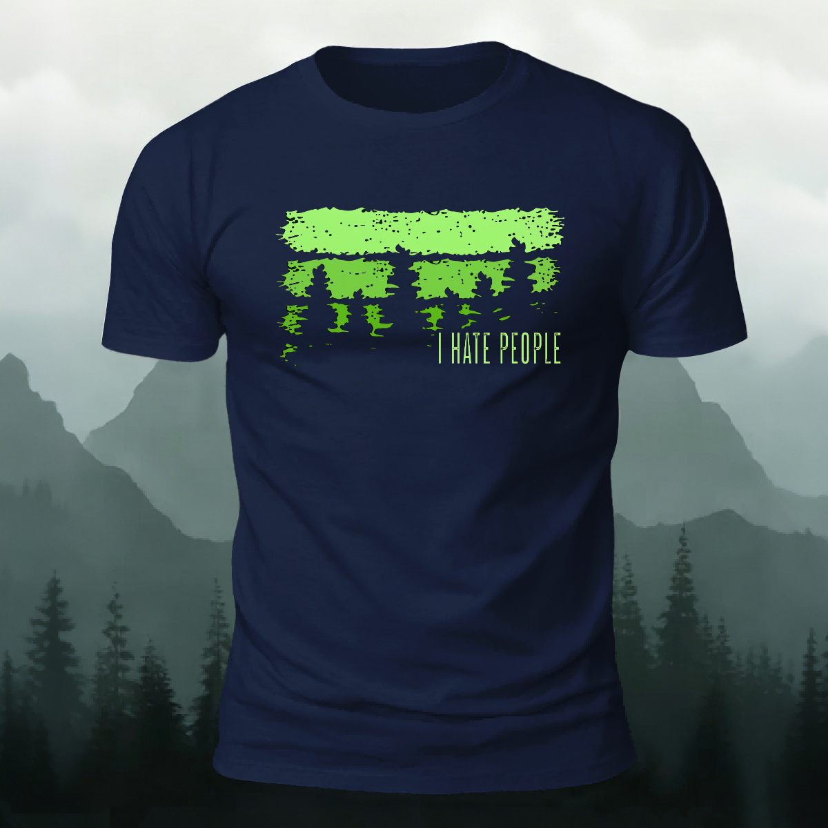 Green Printed Fashion Outdoor Breathable Material Tee Navy