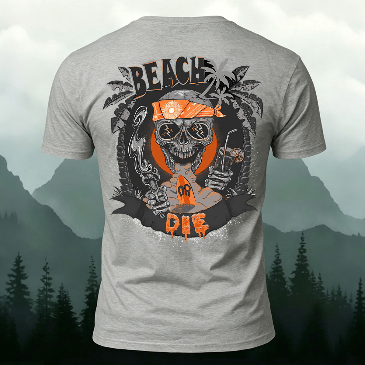 Skull Beach Vacation Fashion 100% Cotton T-Shirt