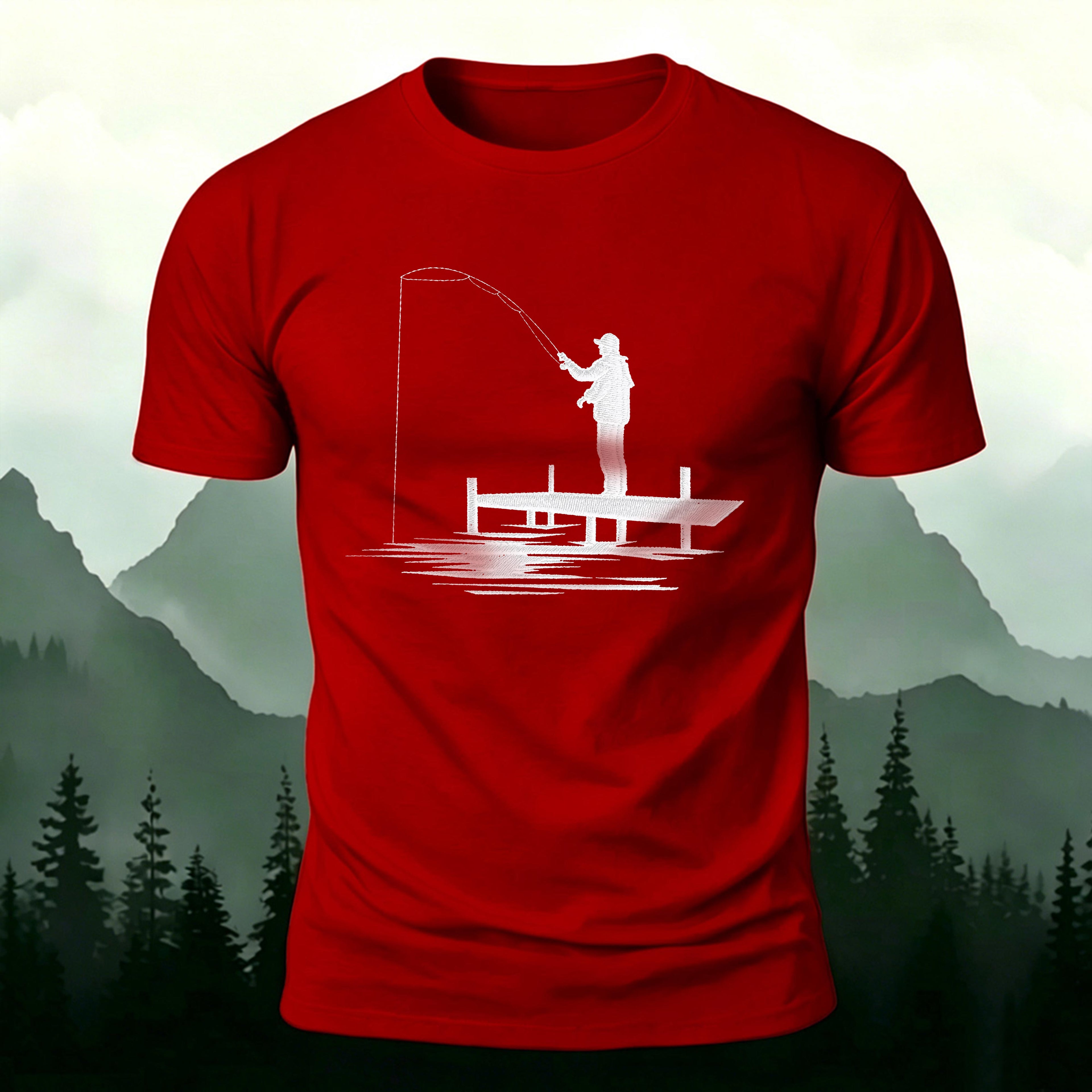 Fishing 3D UV Print Minimalist Premium Cotton Tee