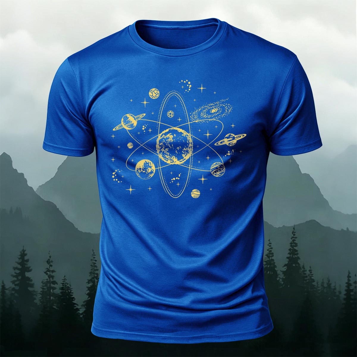 Dreamy Space-Themed Print Casual Cotton T-Shirt
