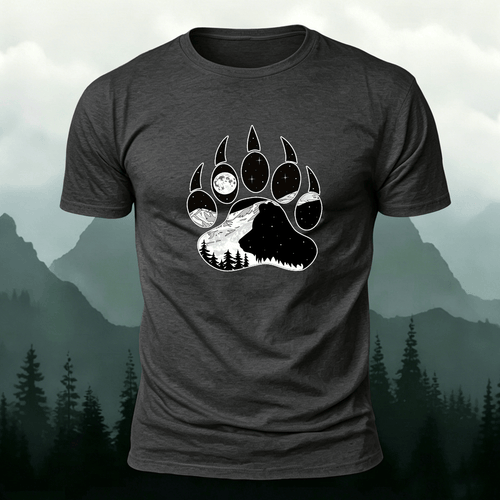 Animal Footprint Outdoor Casual Skin-friendly Tee Dark Grey