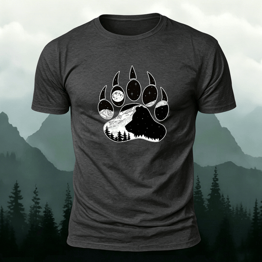 Animal Footprint Outdoor Casual Skin-friendly Tee Dark Grey