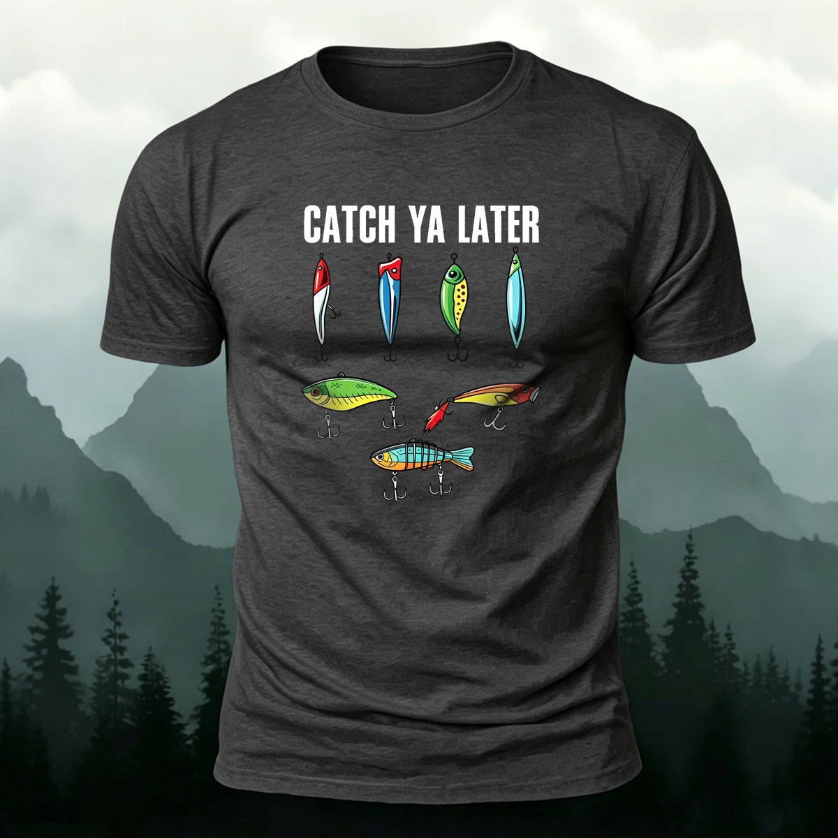 Cartoon Colorful Fish Pattern Simple Casual T-Shirt
