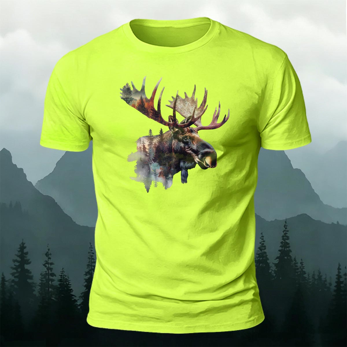 Scenery-style Moose Men's Simple Premium Cotton T-Shirt