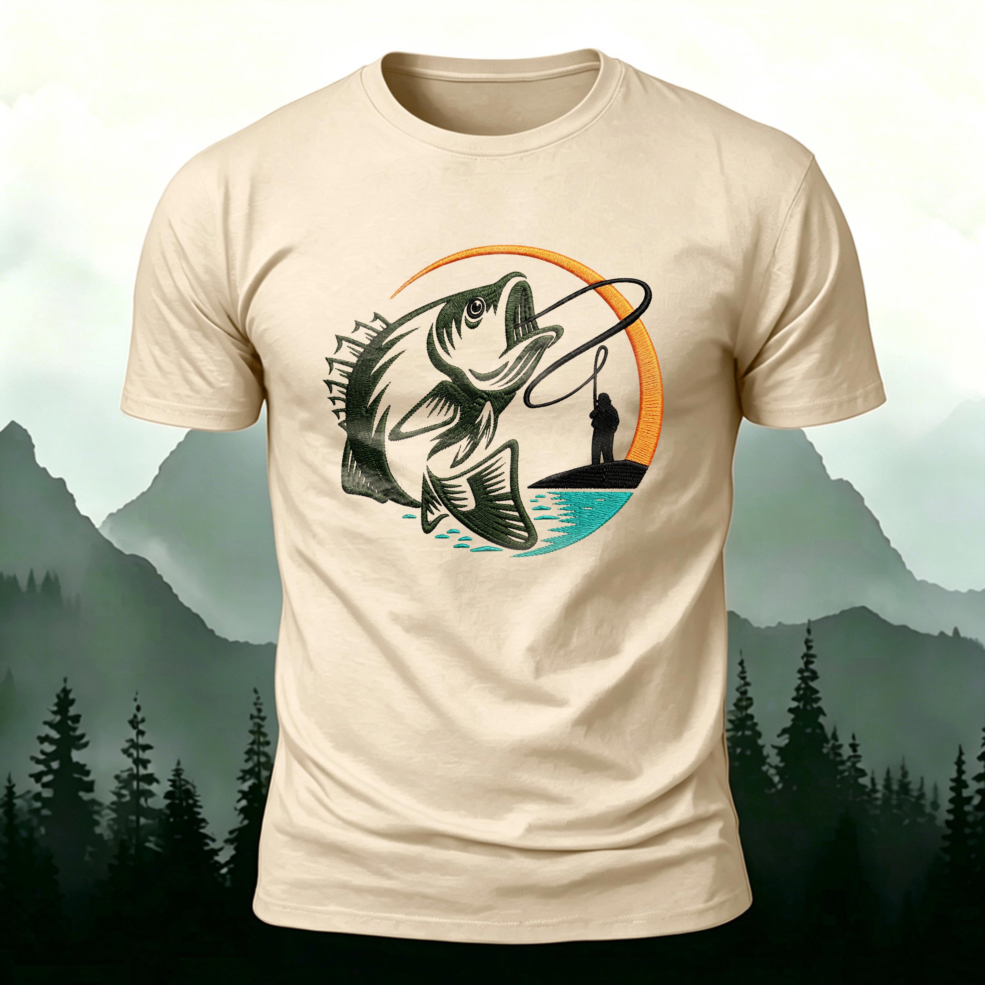 Fishing Pattern UV Transfer Outdoor Comfortable T-Shirt