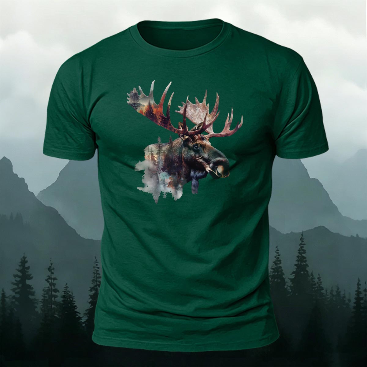 Scenery-style Moose Men's Simple Premium Cotton T-Shirt