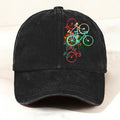 Colorful Bicycle-Printed Washed Baseball Cap