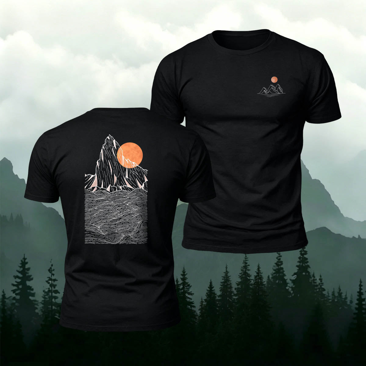 Mountain Sunset Outdoor Casual Breathable T-Shirt