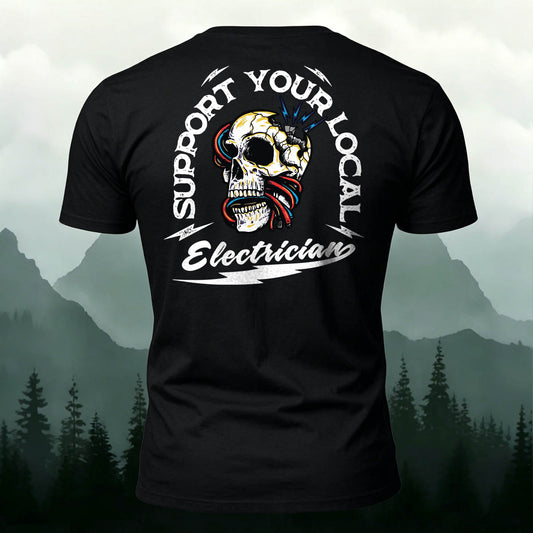 Cotton Creative Electric Wire Skull Casual T-Shirt