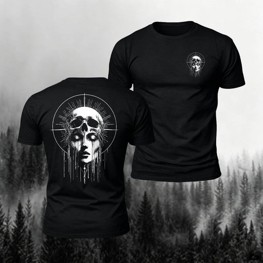 Cotton Dark Skull Art Print Casual T-Shirt
